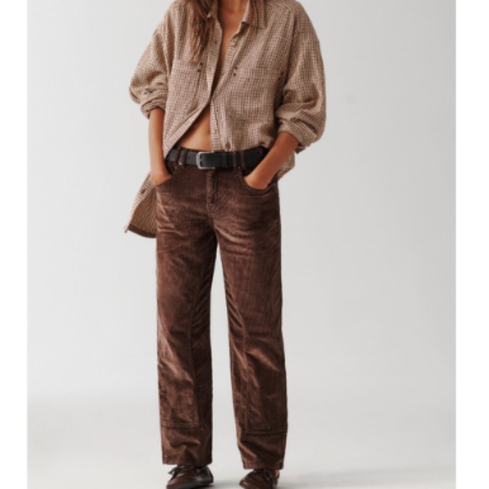 Free People Brown Corduroy Straight Leg Pants